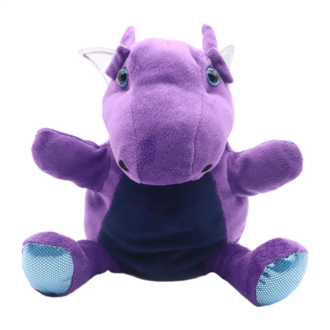 Custom Purple Dino Plush Toys Dragon Puppet 32cm (H) Plush Hand Puppet Soft Stuff Animal Dinosaur Kids Puppets in Jurassic Period