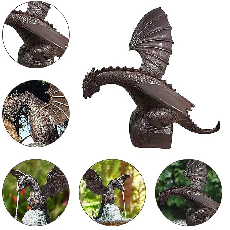 Resin Water Jet Dragon Simulation Animal Dinosaur Flying Dragon Garden Decoration Gift Crafts