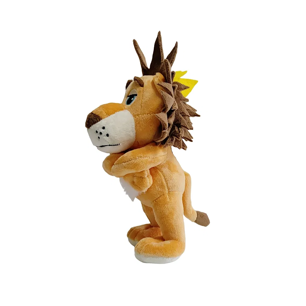 Lion Brown Color Plush Soft Stuffed Animal Standing Custom CE Toys with Crown