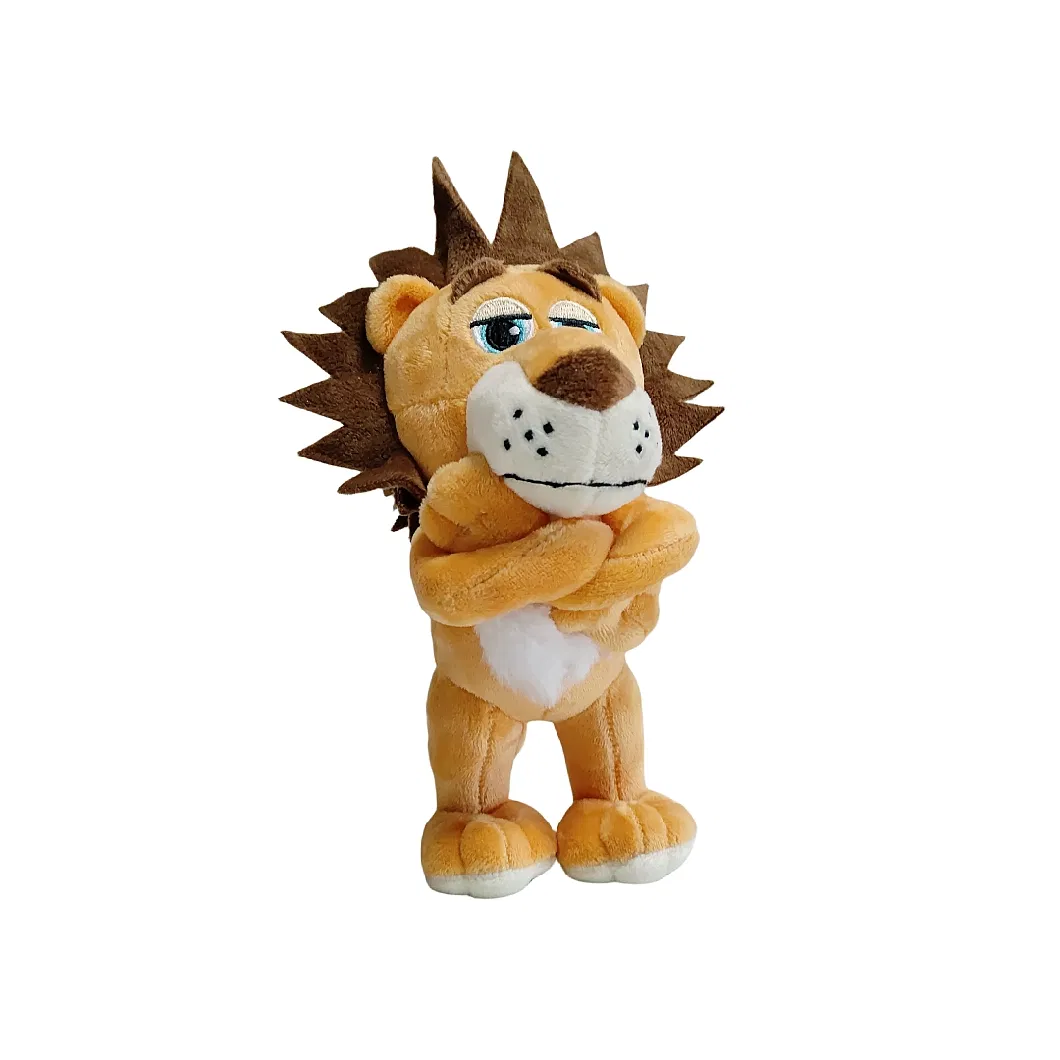 Lion Brown Color Plush Soft Stuffed Animal Standing Custom CE Toys with Crown