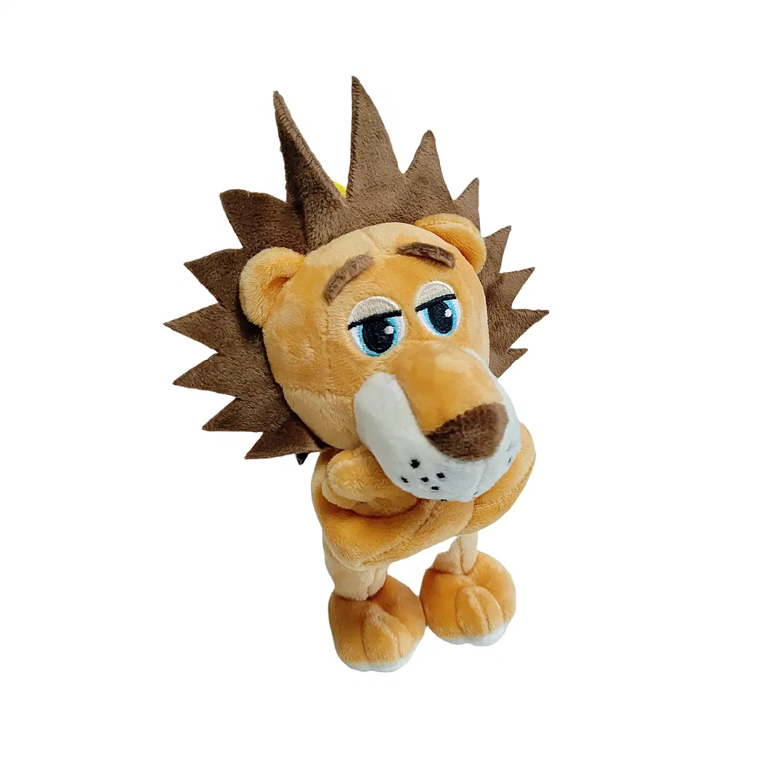 Lion Brown Color Plush Soft Stuffed Animal Standing Custom CE Toys with Crown