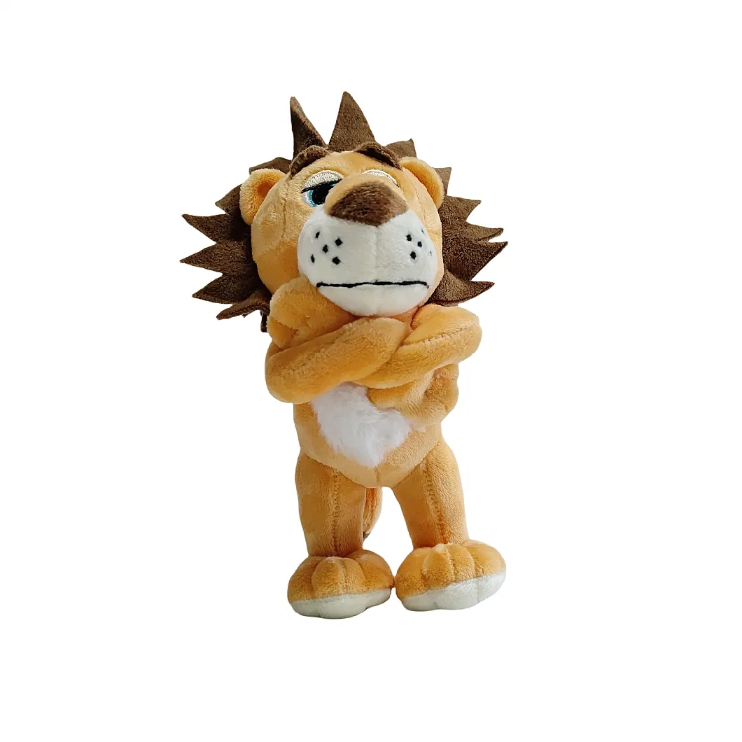 Lion Brown Color Plush Soft Stuffed Animal Standing Custom CE Toys with Crown