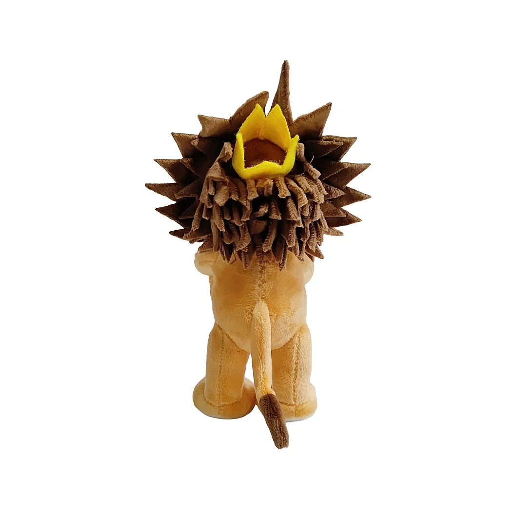 Lion Brown Color Plush Soft Stuffed Animal Standing Custom CE Toys with Crown