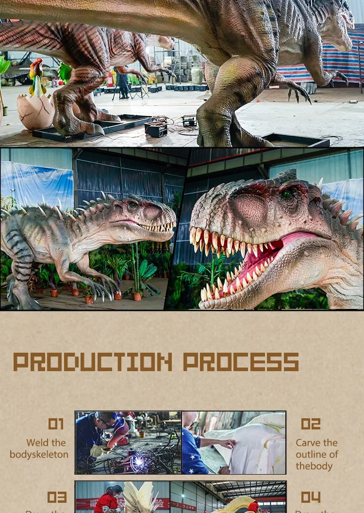 Tyrannosaurus Rex Theme Park Dinosaur Artifical 3D Animatronics Dinosaur Model Life Size Animal Realistic Pose Design Outdoor Playground