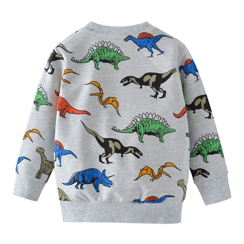 New Cute Colorful Dinosaur Hoodies Sweatshirt Pullovers Tops Hooded Girls Boys Teens Gray Hooded Clothes 2022