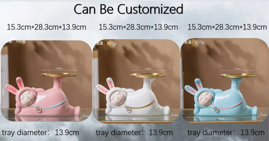 Promotional Items Sleepy Bunny Resin Craft Sculptor Tray Storage Decoration Children Toy