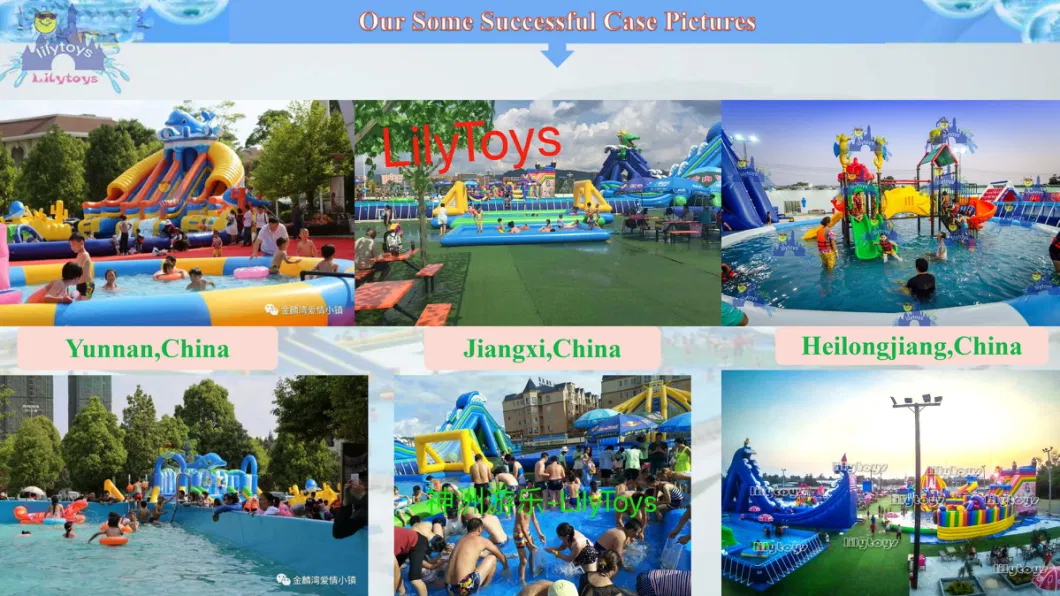 Commerical Mobile Land Inflatable Ground Water Park with Pool Slide for Adults