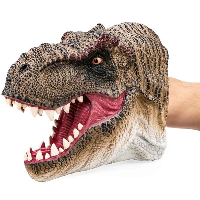 Kids Dinosaur Head Puppets Tyrannosaurus Rubber Animal Glove Puppets Role Soft Play Toys Funny Hand Puppet