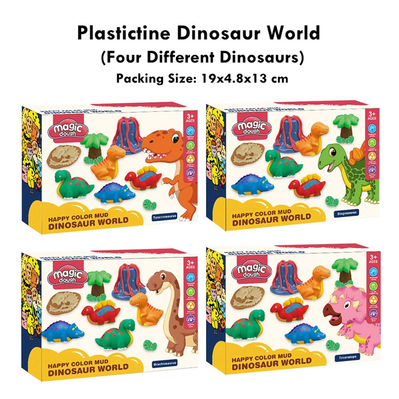 Eco-Friendly Material Kids DIY Dinosaur Park Modeling Colorful Clay Set Dinosaur World Sand Play Dough Toys for Kids with Clay Tool