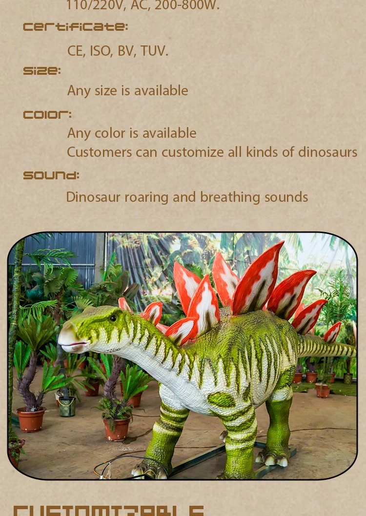 Stegosaurus Mechanical Animatronics Simulated Customized Dinosaur Life Size Animal Realistic Pose Design Outdoor Playground