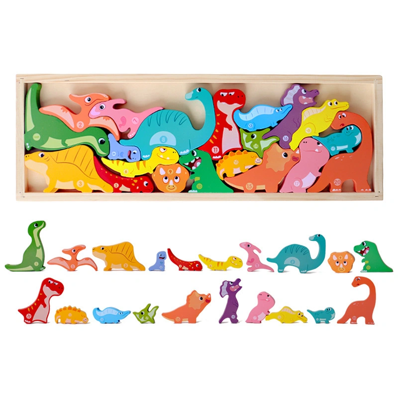 Creative Wooden Tetris Animal Dinosaur Wooden Jigsaw Puzzle