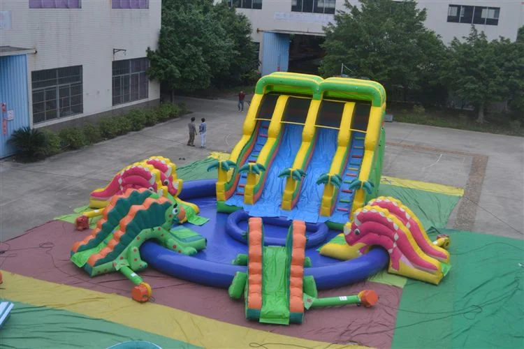Dinosaur Giant Inflatable Water Slide with Big Inflatable Swimming Pool (AQ10104)
