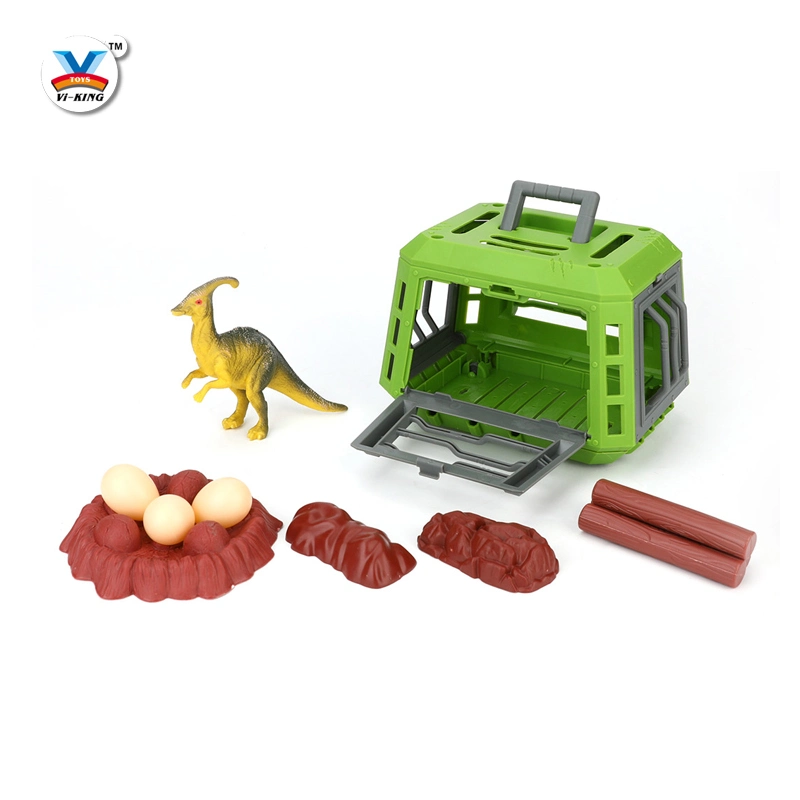 Dinosaur Toys Triceratops and Velociraptor in Cage Boys and Girls Educational Dinosaur World Toys