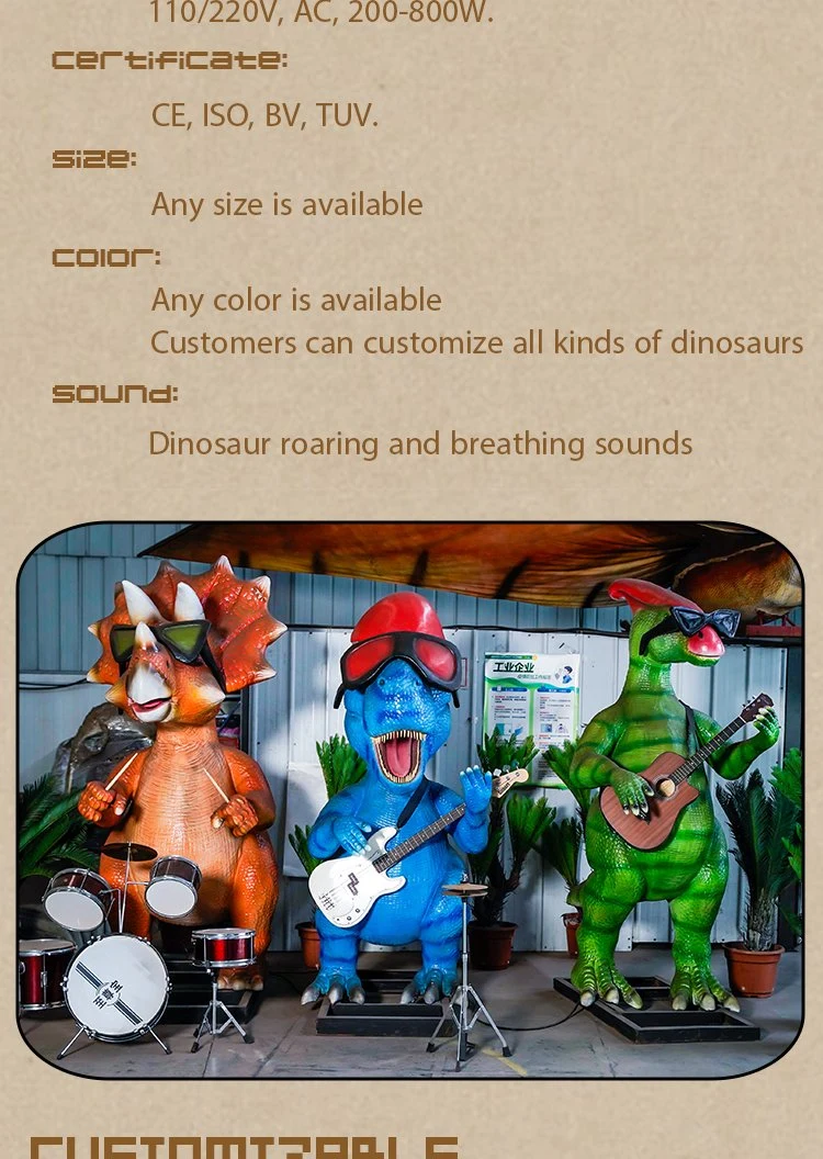 Guitar-Playing Parapleuron Vividly Simulation Carton Animals Dinosaur Park Design Animatronics Outdoor Dinosaurs