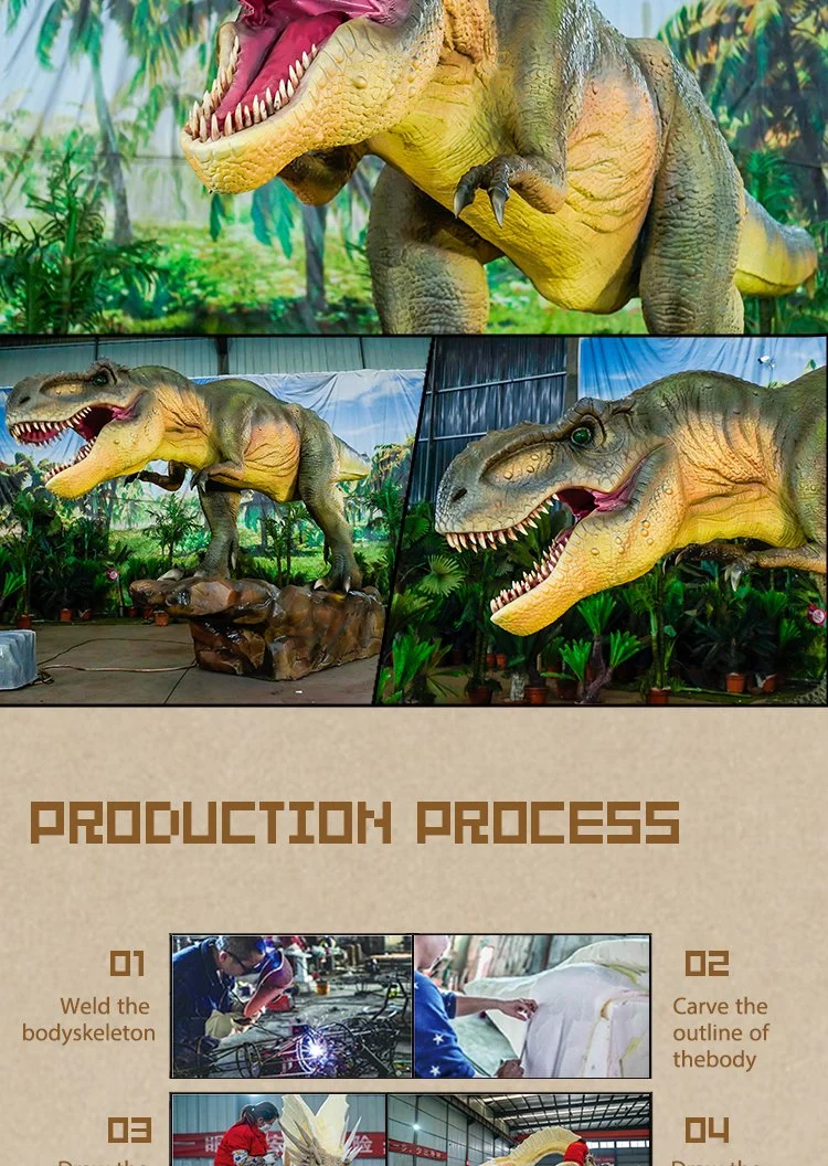 Animatronic Dinosaur Model Tyrannosaurus Rex Dinosaur Life Size Realistic Pose Design Outdoor Playground Mechanical Animatronic Dinosaur