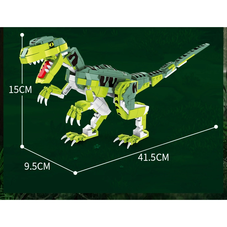 Woma Toys C0446 Jurassic Velociraptor Building Blocks with Jungle Base and Disassembler