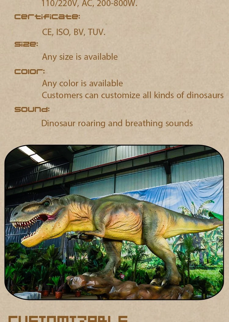 Animatronic Dinosaur Model Tyrannosaurus Rex Dinosaur Life Size Realistic Pose Design Outdoor Playground Mechanical Animatronic Dinosaur