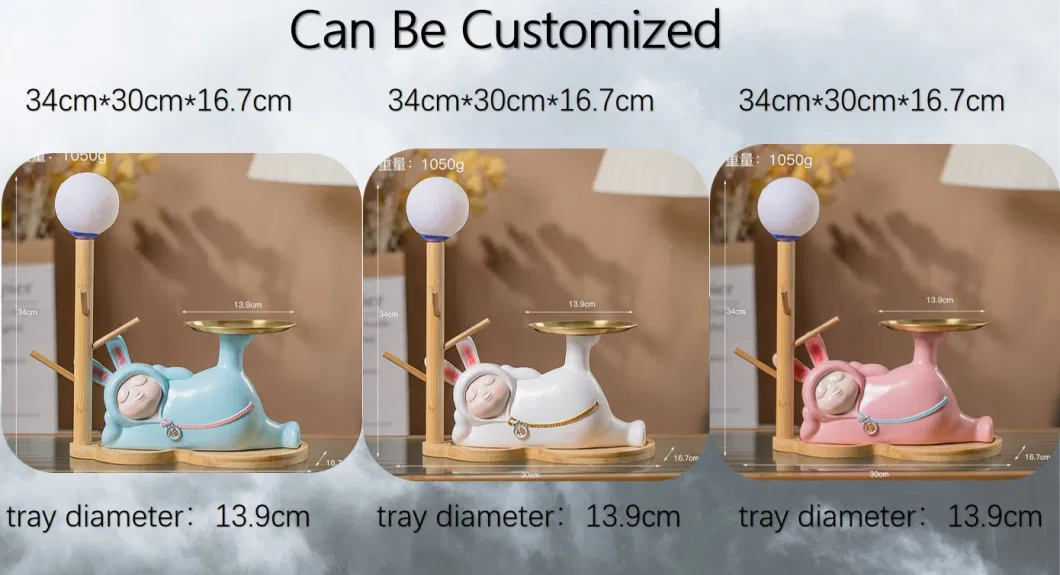 Promotional Items Sleepy Bunny Resin Craft Sculptor Tray Storage Decoration Children Toy