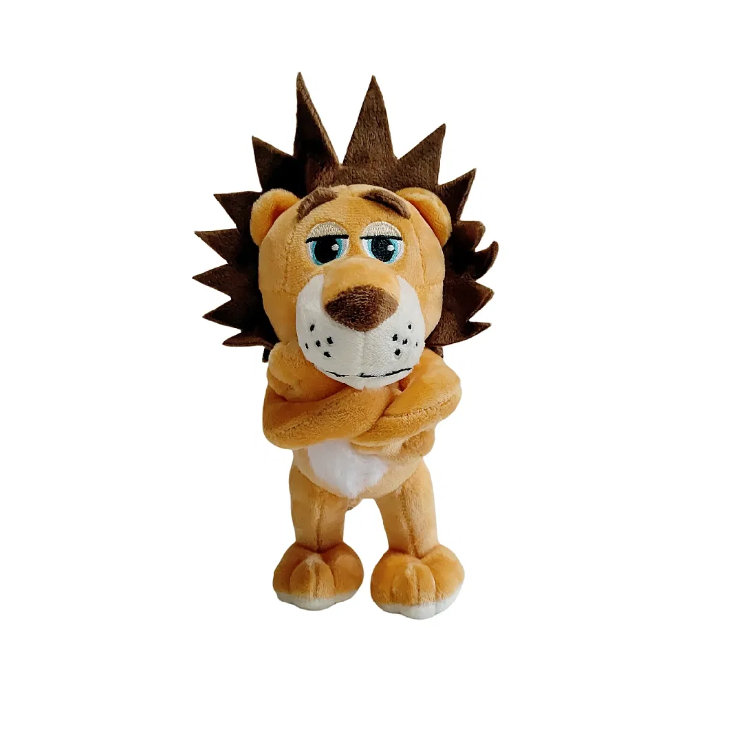 Lion Brown Color Plush Soft Stuffed Animal Standing Custom CE Toys with Crown
