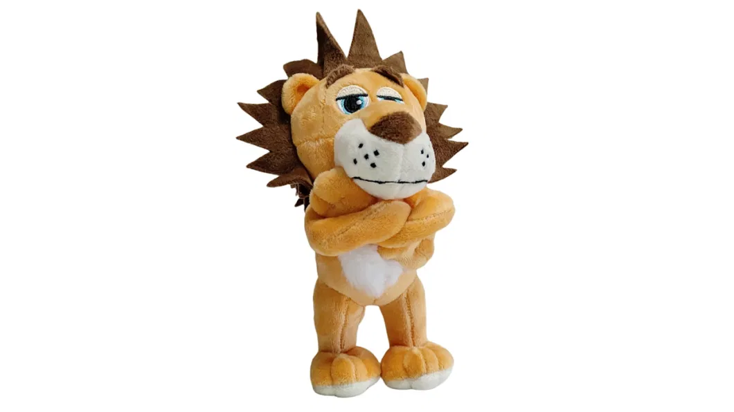 Lion Brown Color Plush Soft Stuffed Animal Standing Custom CE Toys with Crown