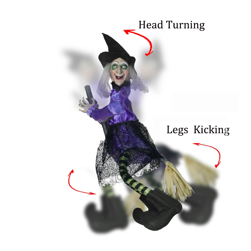 Haunted House Party Lifesize Animatronics Standing Witch with Apple Halloween Animated Props