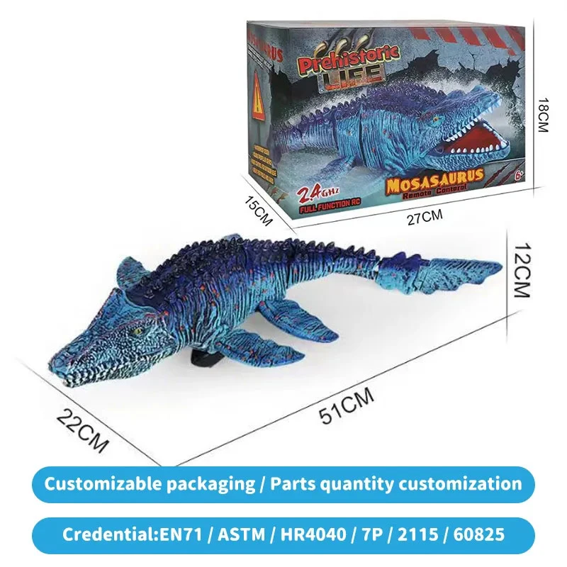 2.4G High Simulation Animal RC Toy Boat Waterproof Remote Control Mosasaurus Toys Radio Control Dinosaur Toy