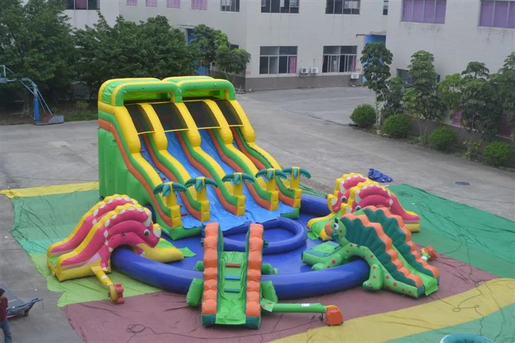 Dinosaur Giant Inflatable Water Slide with Big Inflatable Swimming Pool (AQ10104)