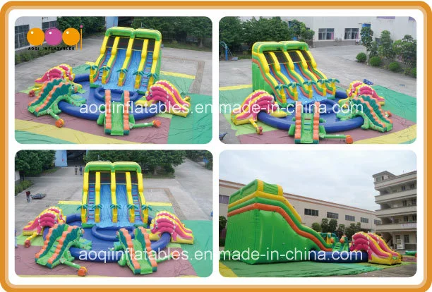 Dinosaur Giant Inflatable Water Slide with Big Inflatable Swimming Pool (AQ10104)