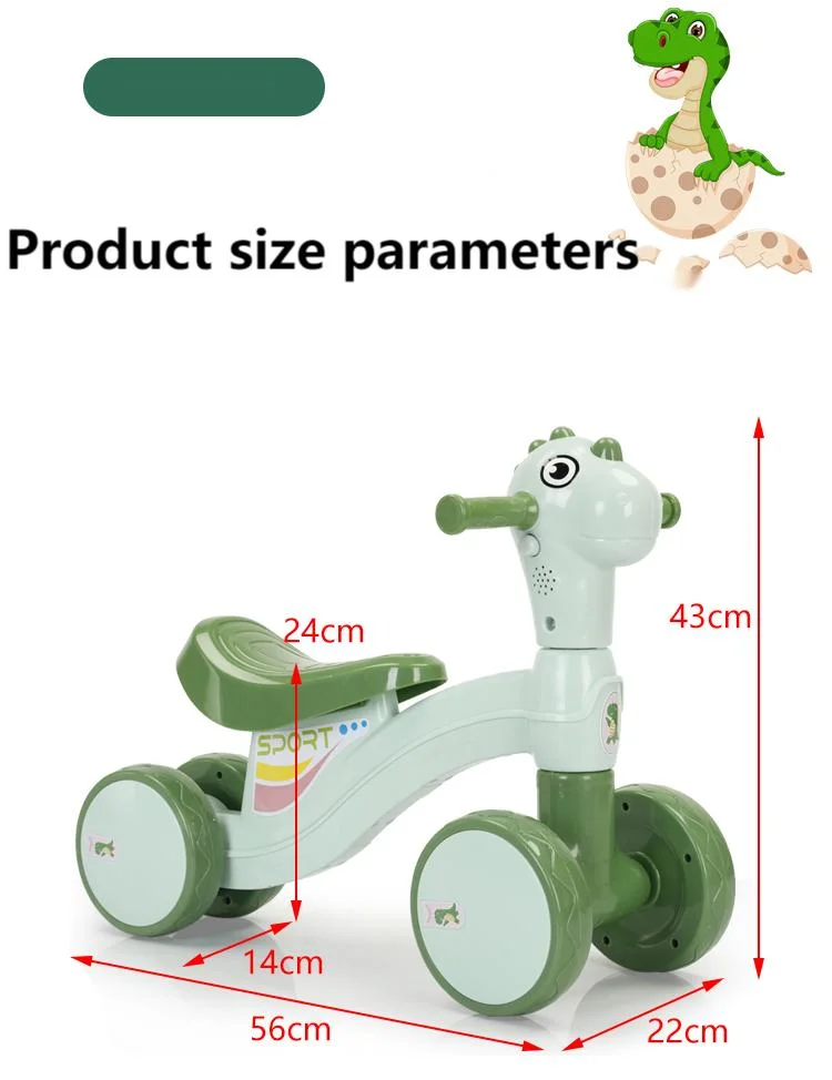 Cartoon Dinosaur Shaped Four Wheel Scooter for Boys and Girls