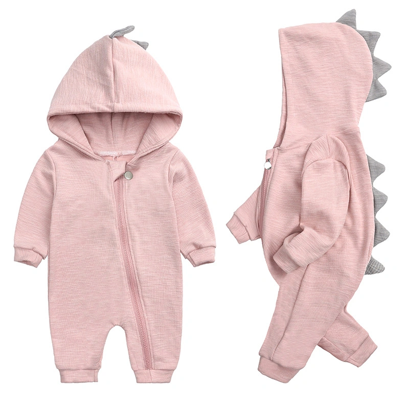 New Infant Dinosaur Hooded Cotton Romper Boys and Girls Baby Long Sleeve Climbing Clothes Baby Romper