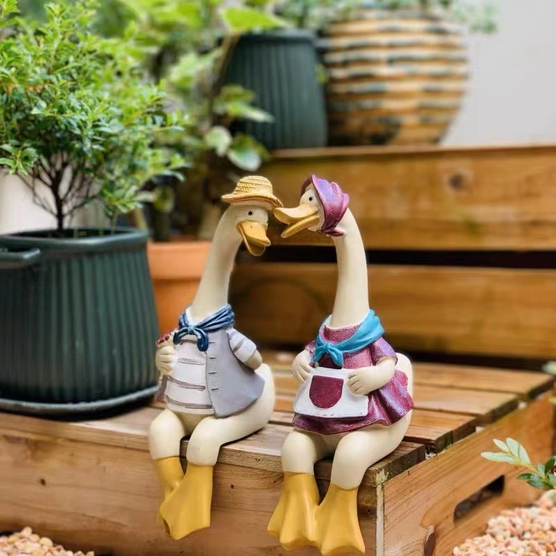 Cartoon Couple Duck Resin Decoration Creative Home Garden Crafts Decoration