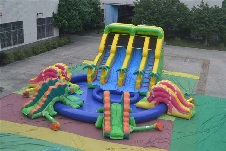 Dinosaur Giant Inflatable Water Slide with Big Inflatable Swimming Pool (AQ10104)