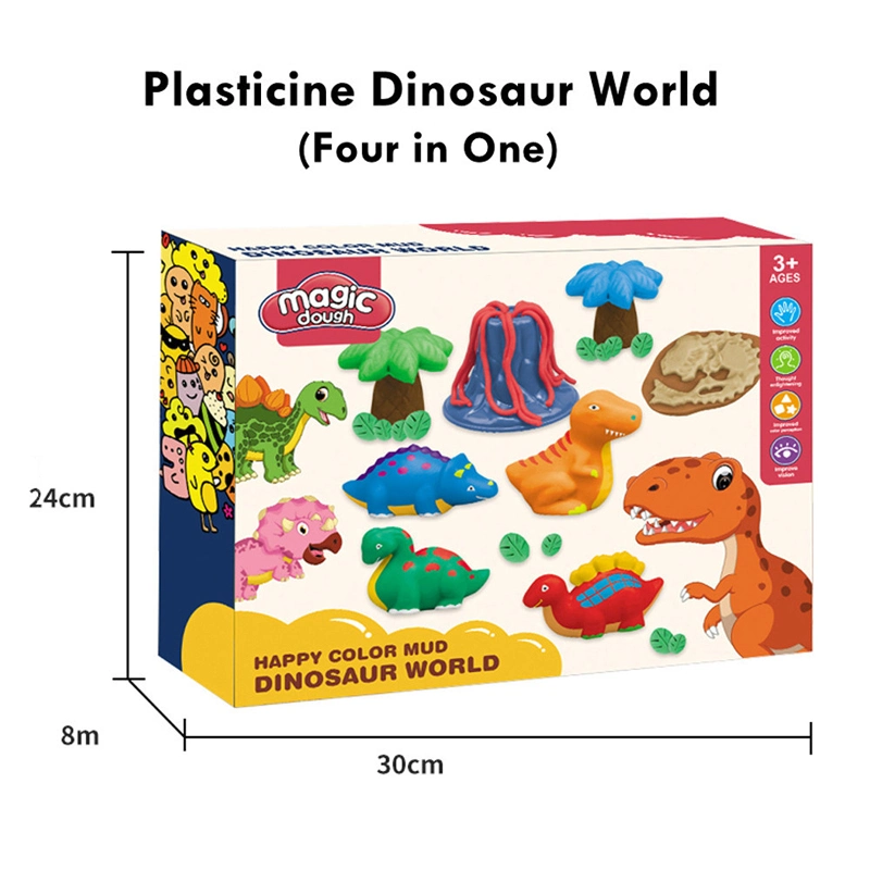 Eco-Friendly Material Kids DIY Dinosaur Park Modeling Colorful Clay Set Dinosaur World Sand Play Dough Toys for Kids with Clay Tool
