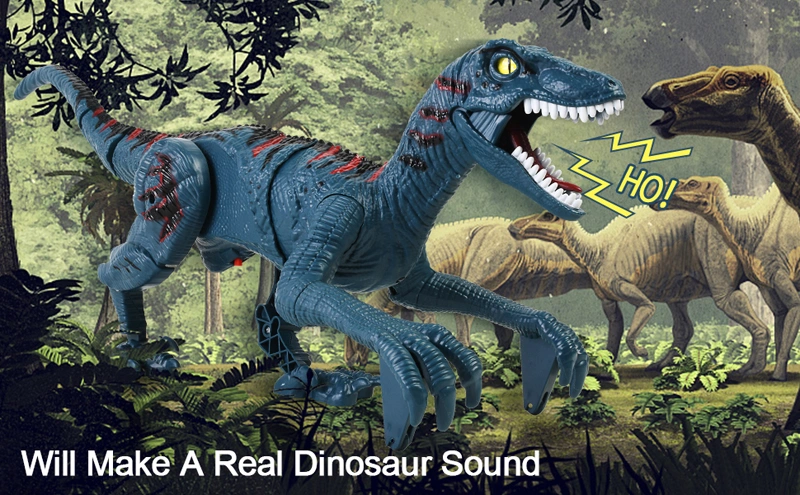 2.4G 8 Channel Jurassic Velociraptor Toys Imitates Walking and Sounds Dinosaurs Toys Remote Control Dinosaur