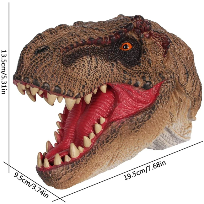 Kids Dinosaur Head Puppets Tyrannosaurus Rubber Animal Glove Puppets Role Soft Play Toys Funny Hand Puppet