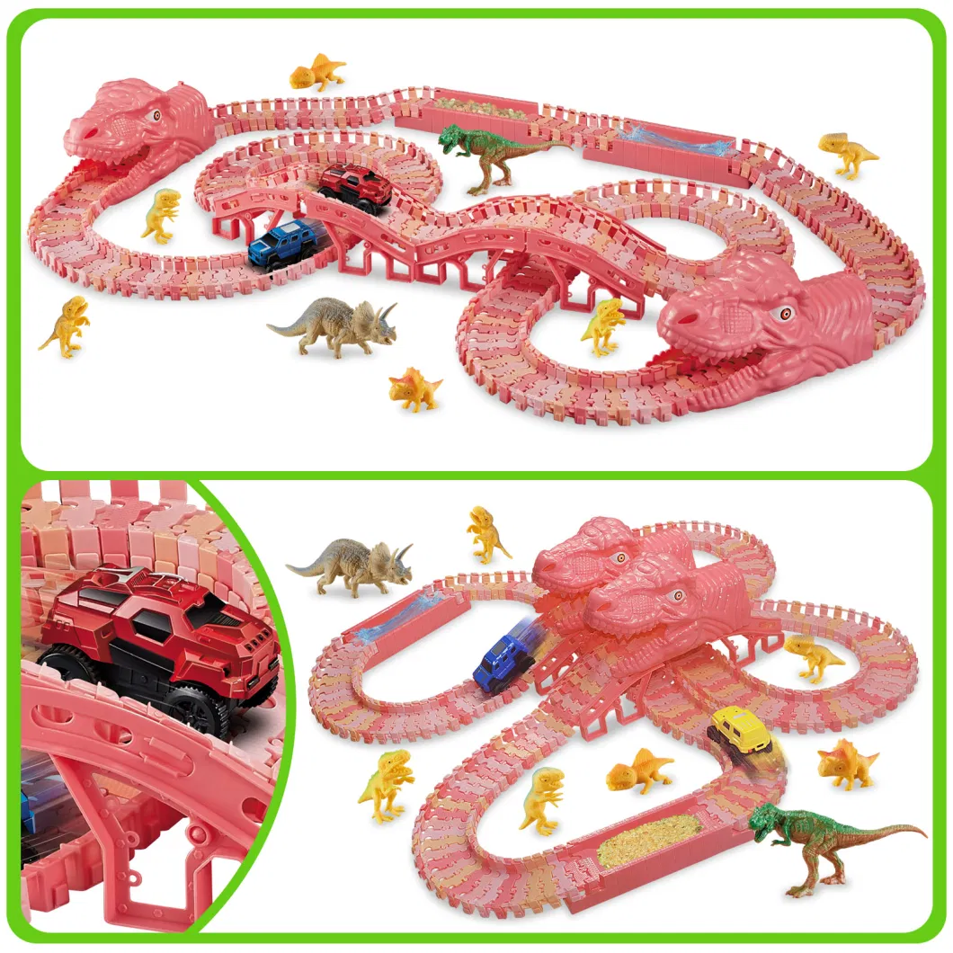 Dinosaur Track Toy Flexible Track Patchwork Toy Car Toy Dinosaur World Road Flexible Track Toy Car and Racing Car