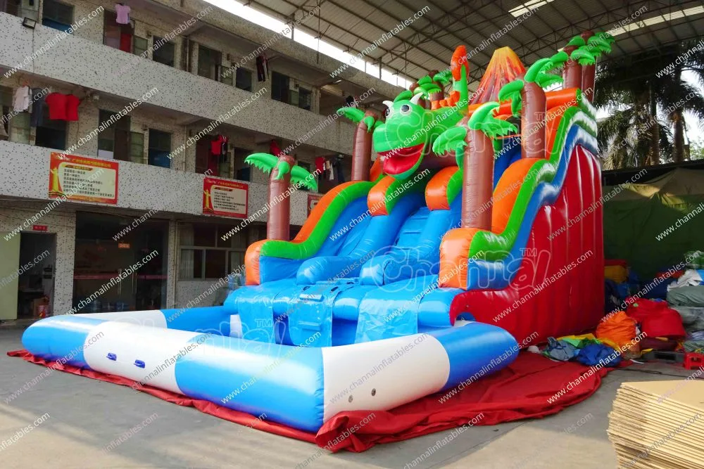 Dinosaur Bounce House Inflatable Slide Volcano Dino Inflatable Water Slide for Sale Chsl888