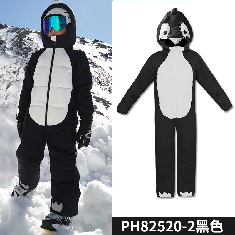 Children&prime; S Outdoor One-Piece Ski Suit Cartoon Dinosaur One-Piece Suit for Boys and Girls