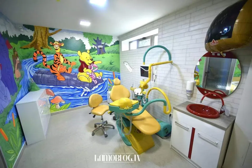 Dental Clinic Children&prime;s Oral Dental Treatment Machine Cartoon Dinosaur Blue Cat Kids Dental Chair