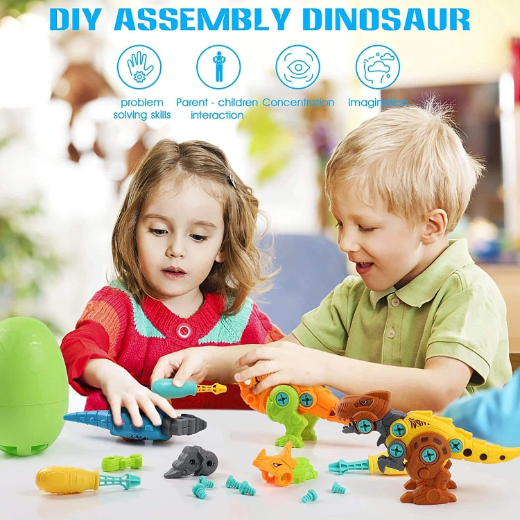 Take Apart Dinosaur Puzzle Eggs and Screwdrivers Building Block Toys Hot Sale Educational Toy Dinosaurs for Kids