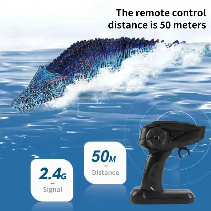 2.4G High Simulation Animal RC Toy Boat Waterproof Remote Control Mosasaurus Toys Radio Control Dinosaur Toy