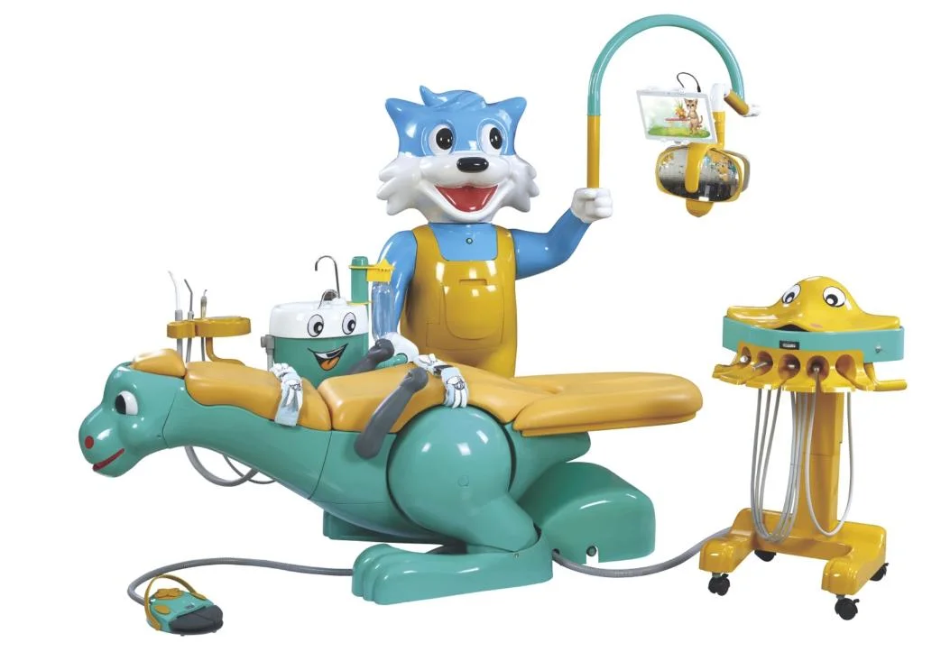 Hochcy Medical Dental Portable Chair Unit Lovely Cartoon Kids Blue Cat Dinosaur Children Dental Chair