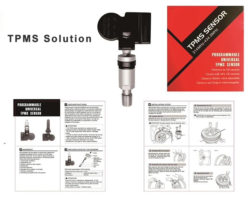 Original Qqr Sensor 315/433MHz Universal Programmable Replacement TPMS Sensor