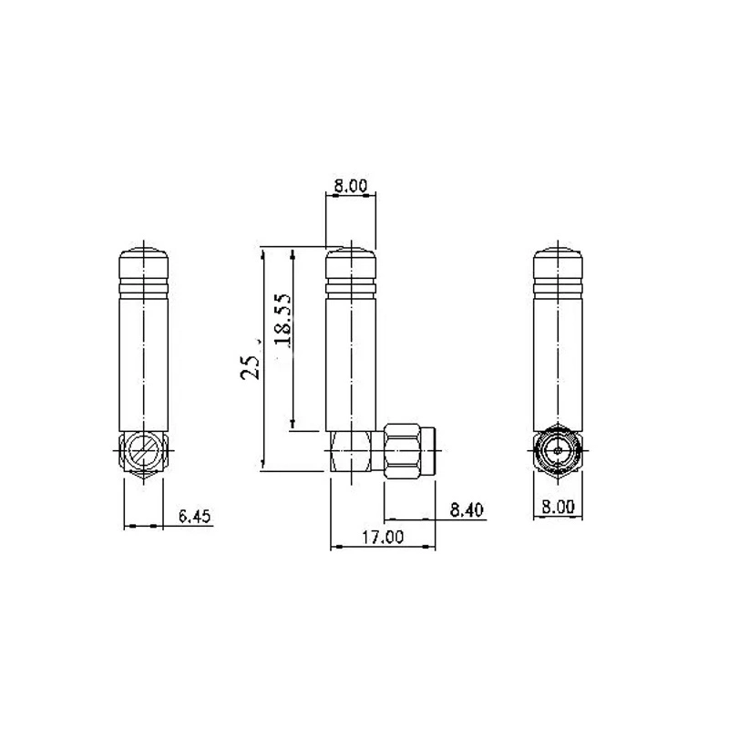 2.5cm Length 2400MHz-2500MHz SMA Male Angled 2dBi 2.4G Antenna, WiFi Router Iot SMA 2.4GHz Antenna 3G 4G 5g Antenna