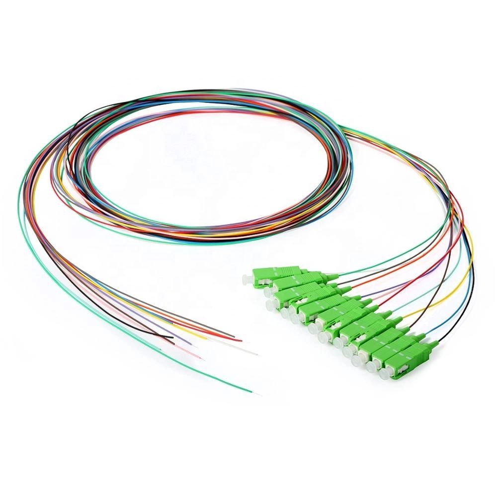 12 Fibers OS2 Singlemode Unjacketed Color-Coded Fiber Optic Pigtail