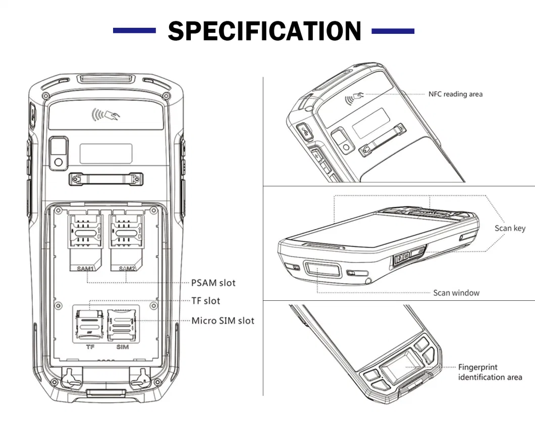 PDA Qr Code Scanner IP66 WiFi GPRS GPS Fingerprint Scanner Handheld Terminal Android