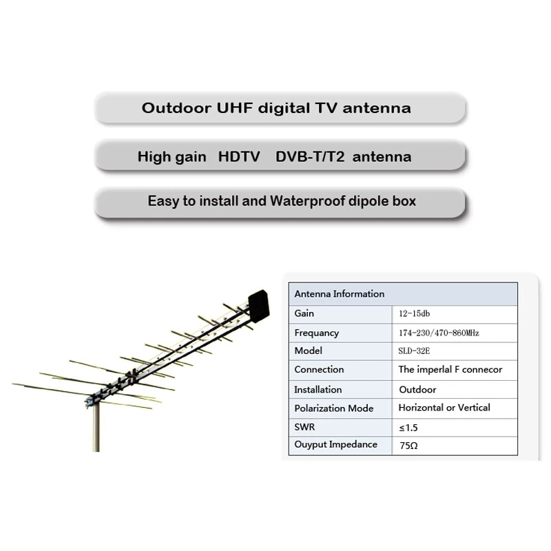 Factory Supply 32-E New Outdoor Digital TV Antenna VHF &amp; UHF for USA Market