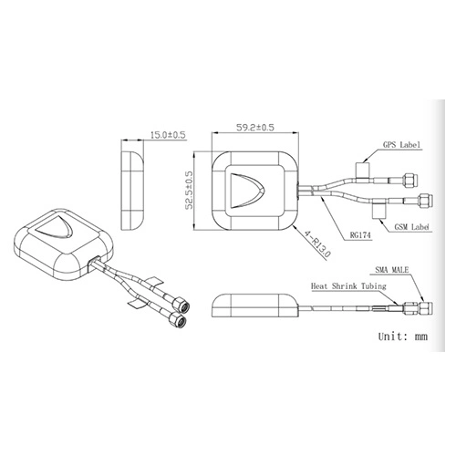 GL-DY0571 GPS+4G SMA Connector Combo Antenna