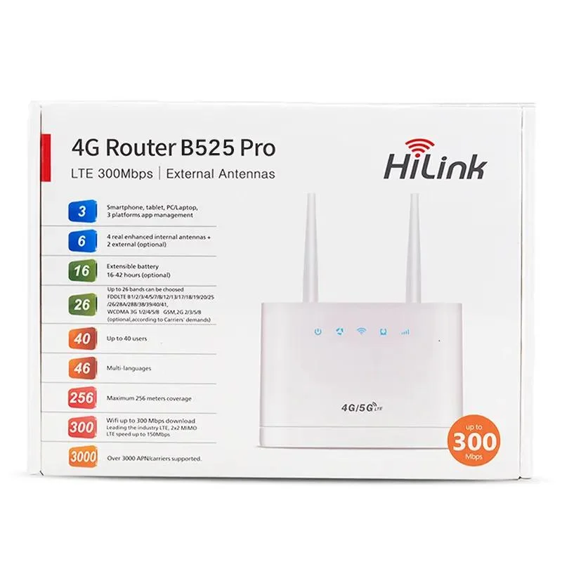 Factory Supply B525 PRO Unlocked 4G LTE CPE Router WiFi Routers WiFi Hotspot Mobile Wireless