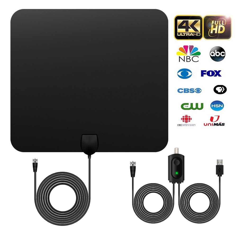 Factory Price Coaxial Cable 3-4m Length Digital HD Amplified TV Antenna 35-50 Miles Rang Support HDMI 4K 1080P Color/ Digital Indoor Antenna